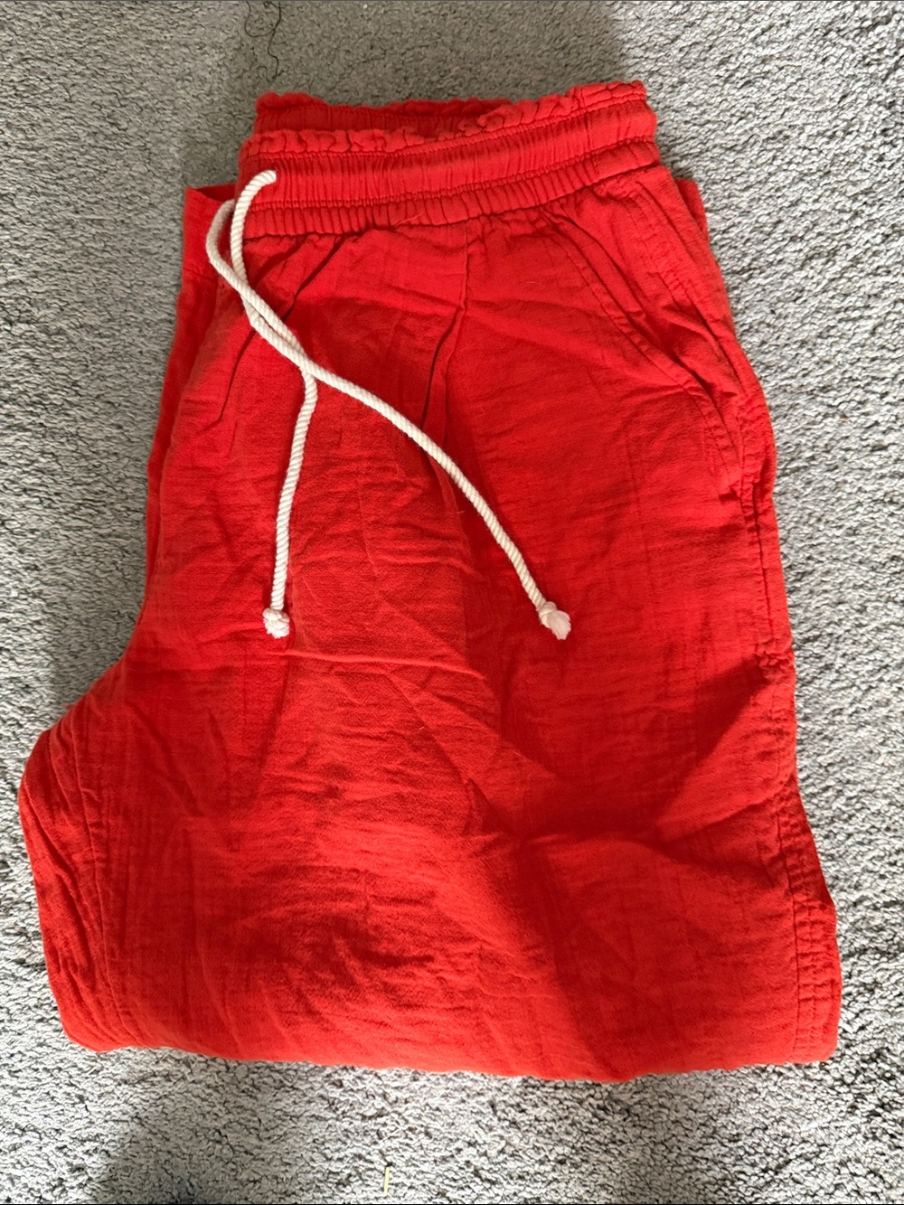Old Navy High-Waisted Crinkle Gauze Barrel Ankle Pants Orange - Picture 3 of 4